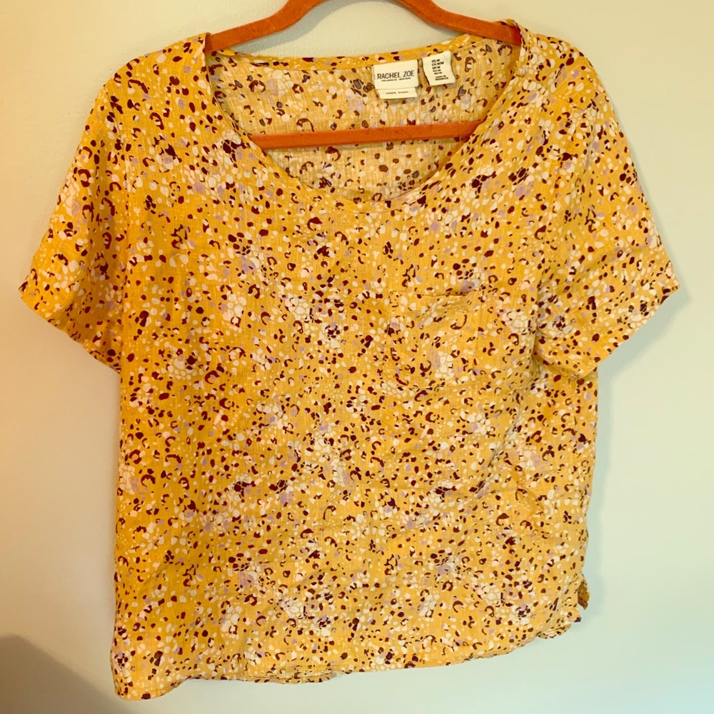 Linen Yellow Pattern Top